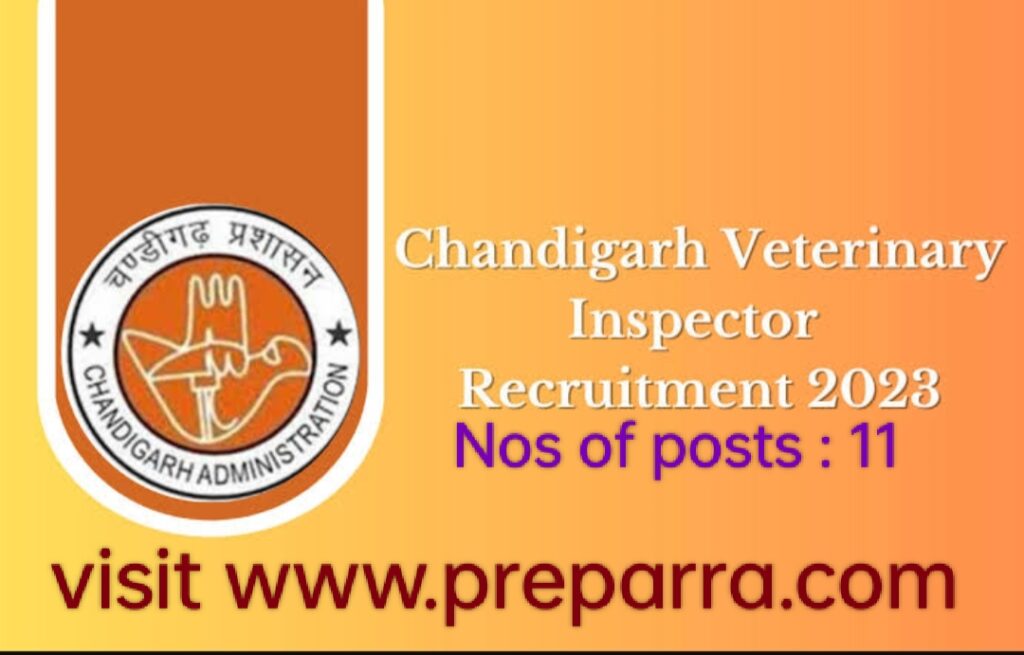 Chandigarh Administration veterinary inspector recruitment notification.