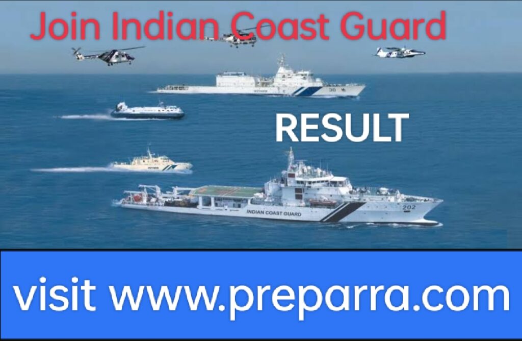 Indian Coast Guard Recruitment results notification.